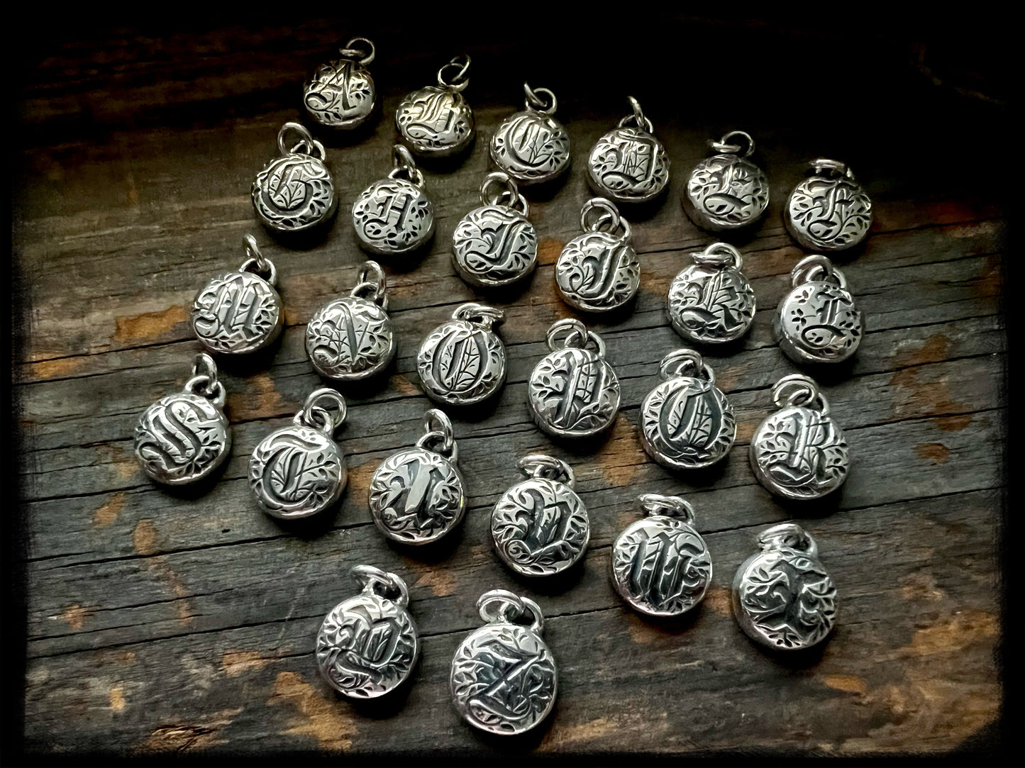 Gothic Style Monogram Pendants-Sterling Silver-Handmade Artisan Jewelry