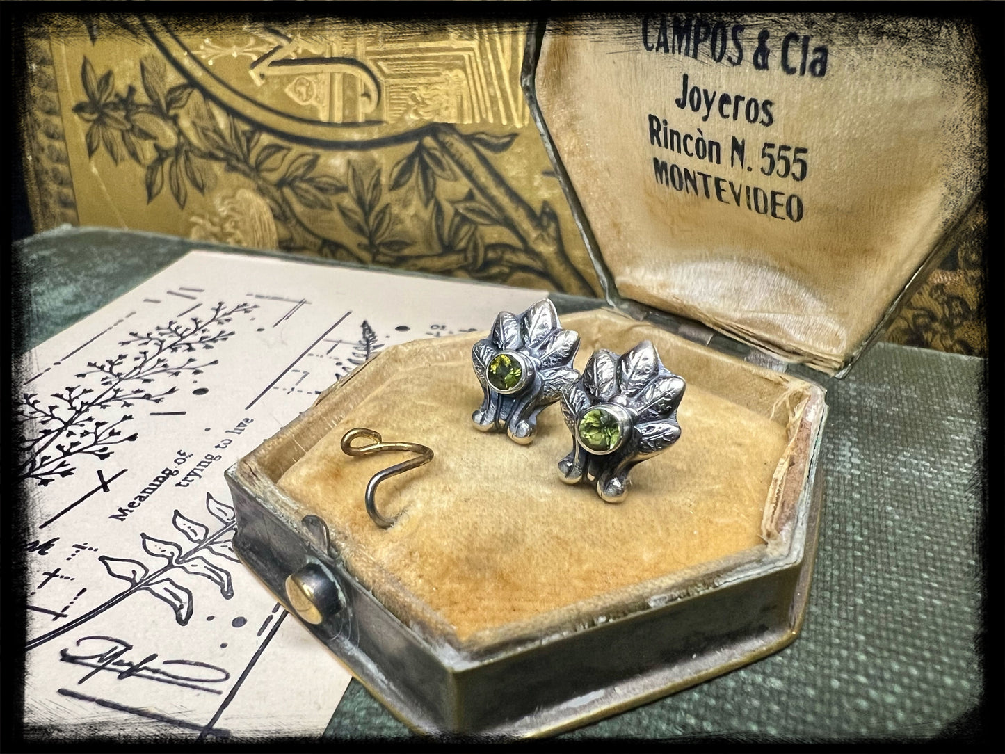Peacock Earrings with Green Tourmaline Stones