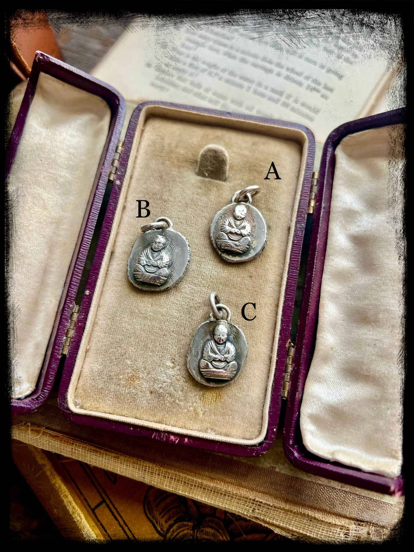 Ancient Buddha Charm-Sterling Silver-Handmade Jewelry