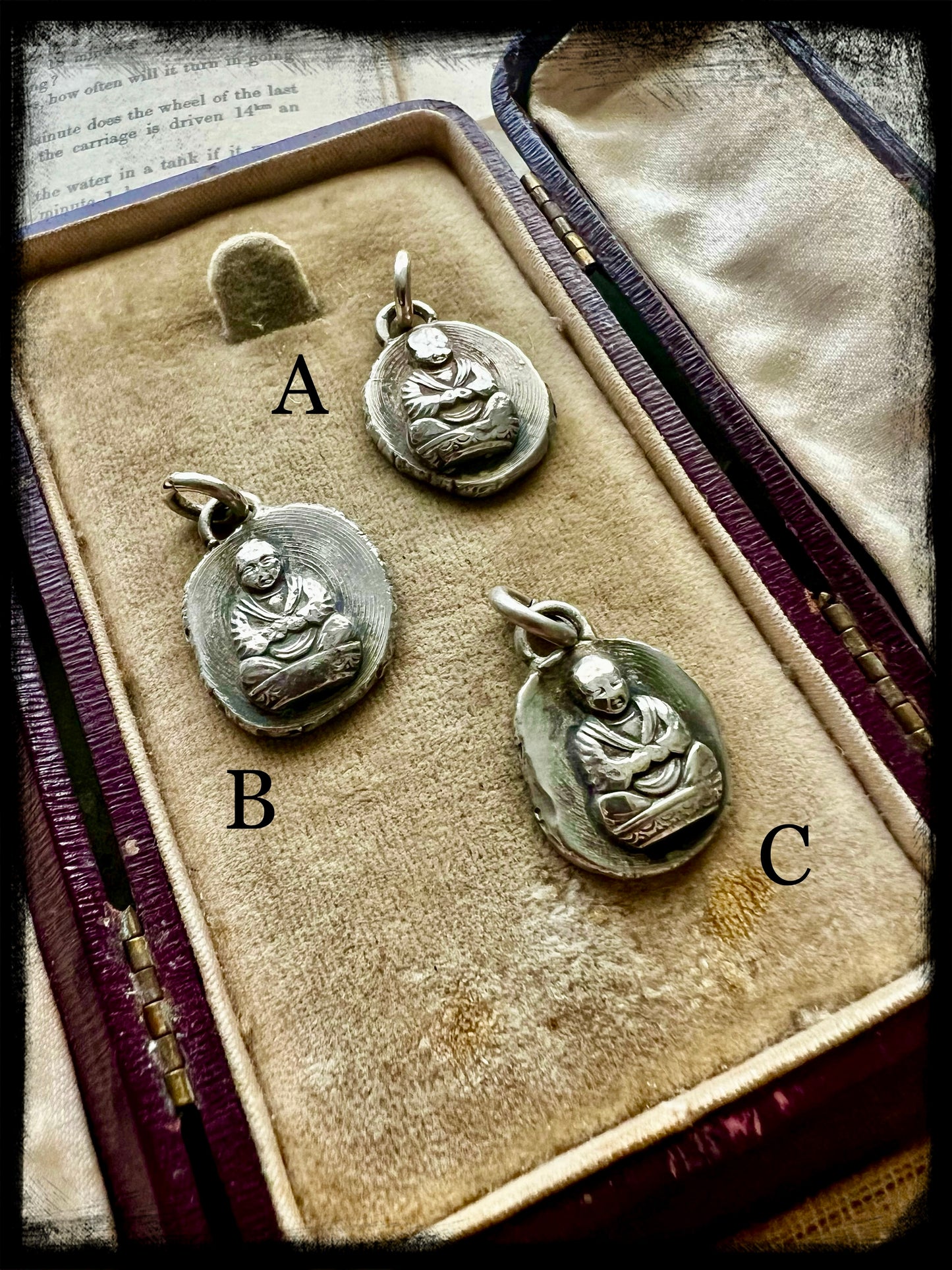 Ancient Buddha Charm-Sterling Silver-Handmade Jewelry