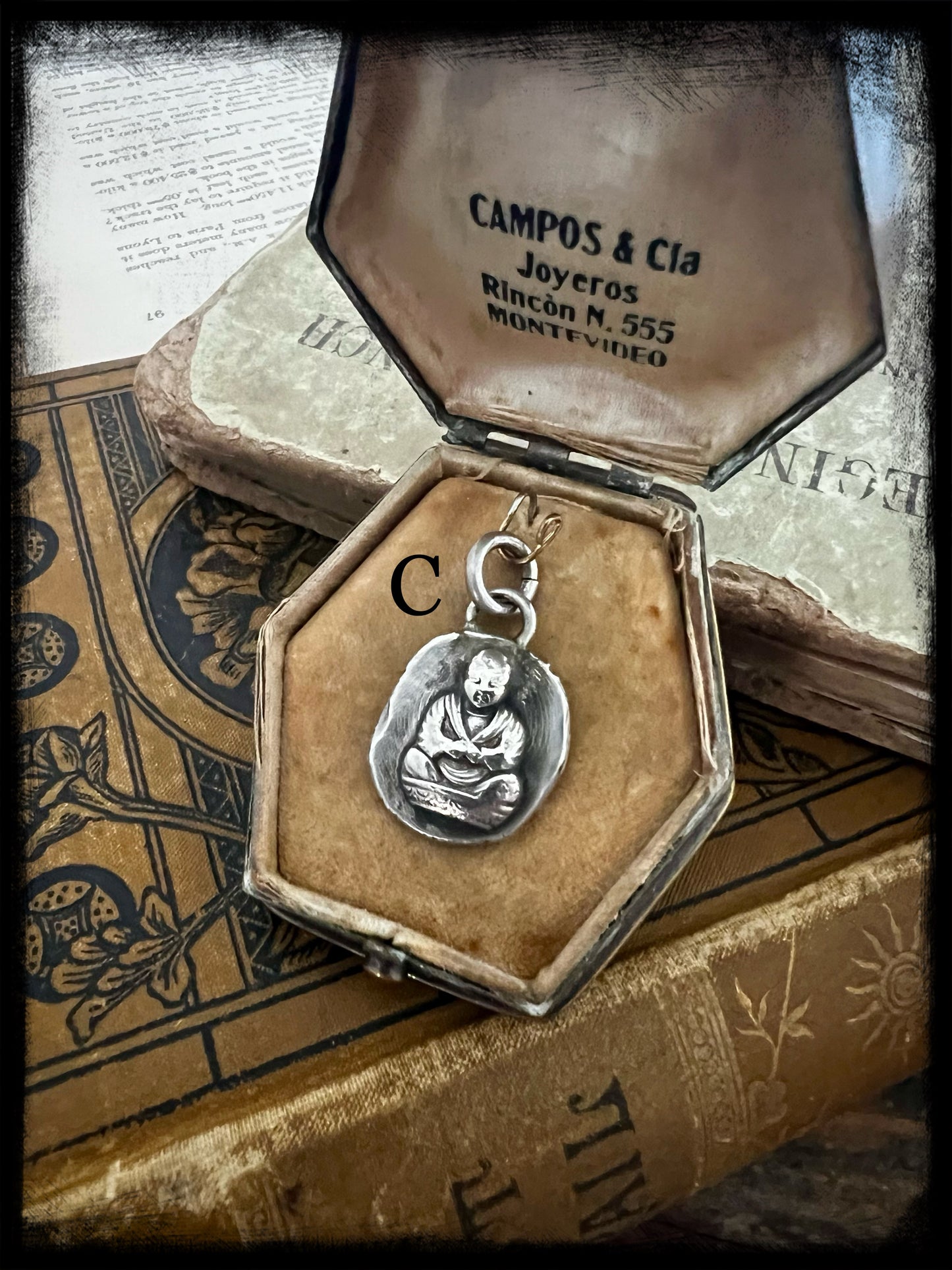 Ancient Buddha Charm-Sterling Silver-Handmade Jewelry