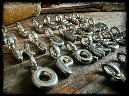 Sterling Silver Puffy Letter Charms-Handmade Artisan-Initial Charm