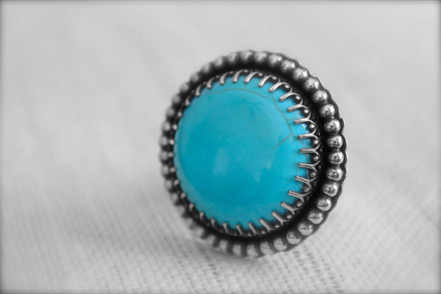 Howlite Turquoise Stone set in Sterling Silver Ring Size-8.75