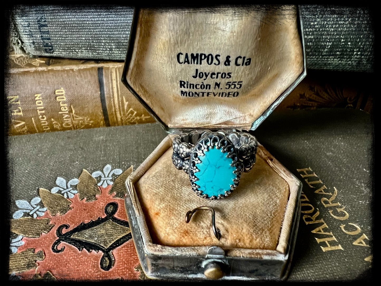 Turquoise Stone set in Sterling Silver Ring Size -7