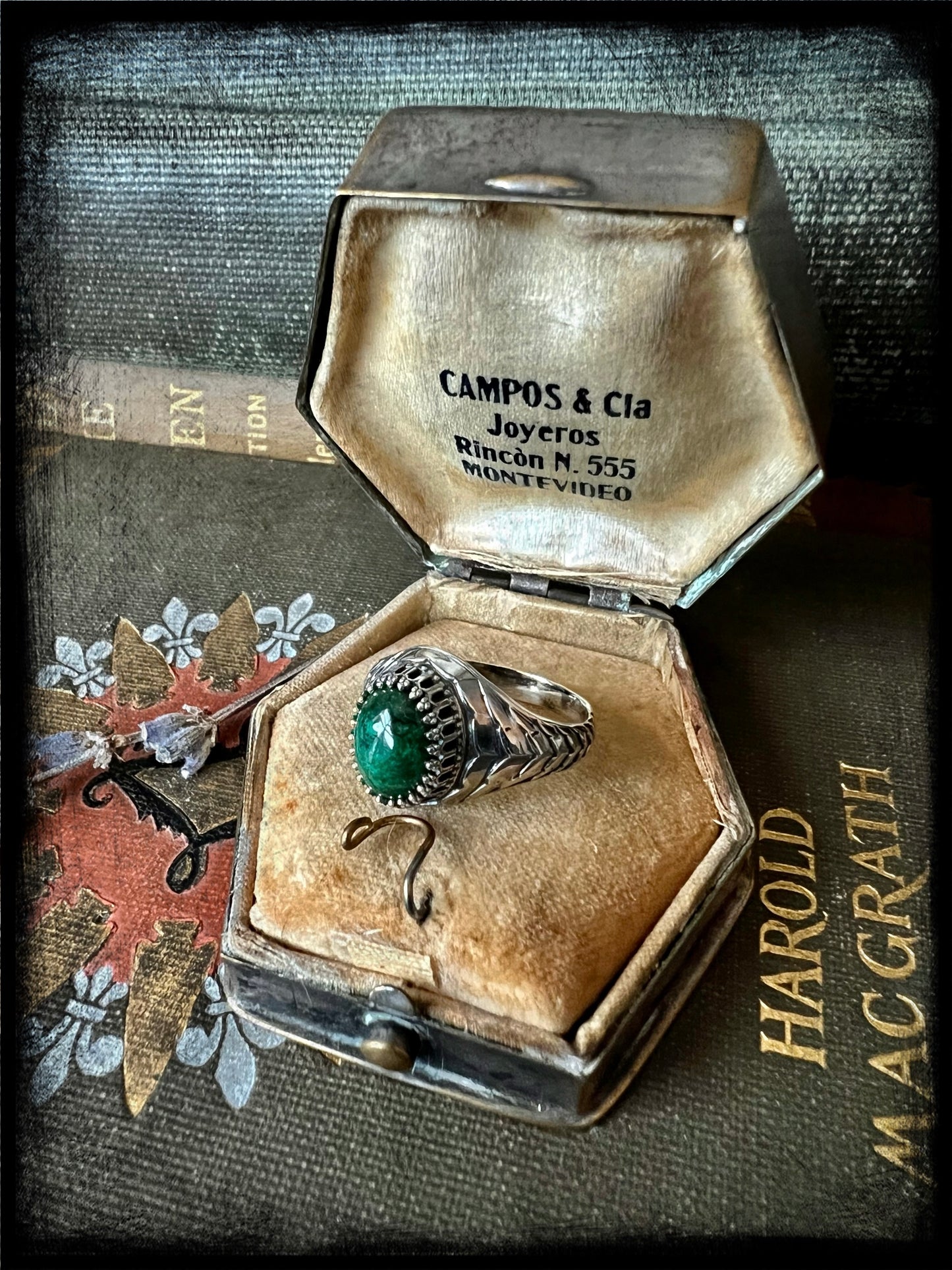 Chrysoprase set in Sterling Silver Scales Ring Size 6.75