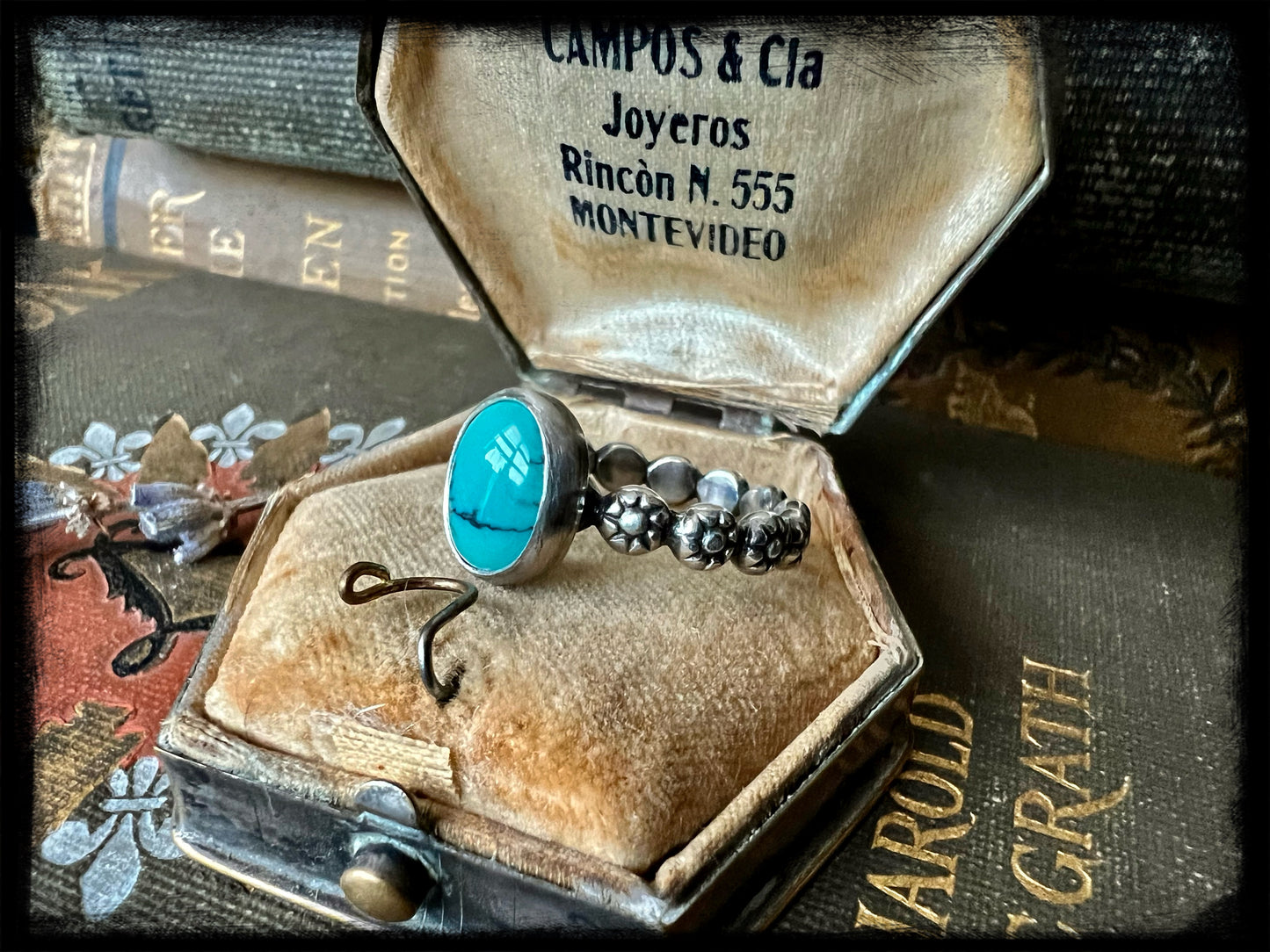 Turquoise Stone set in Sterling Silver Ring Size 7