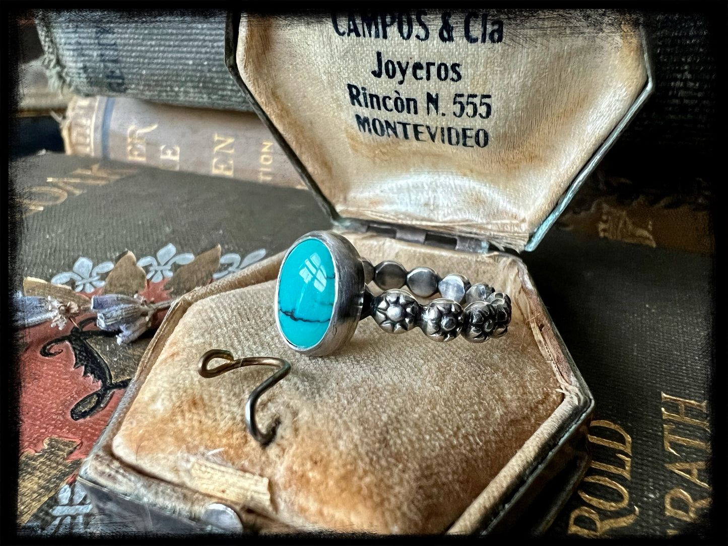 Turquoise Stone set in Sterling Silver Ring Size 7