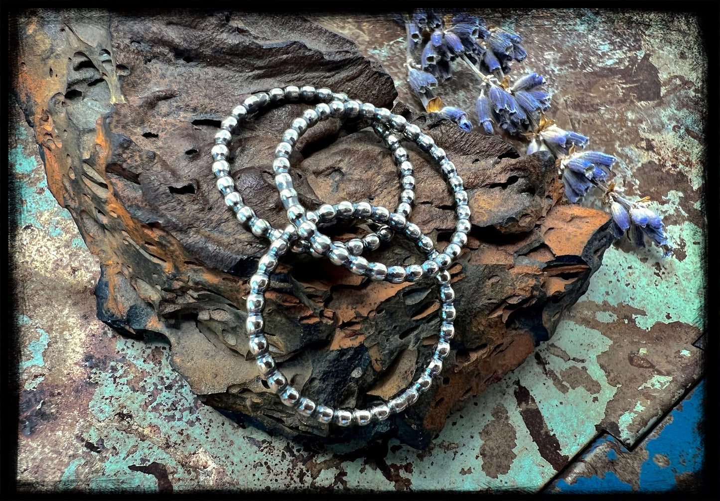 Sterling Silver Beaded Stacker Set