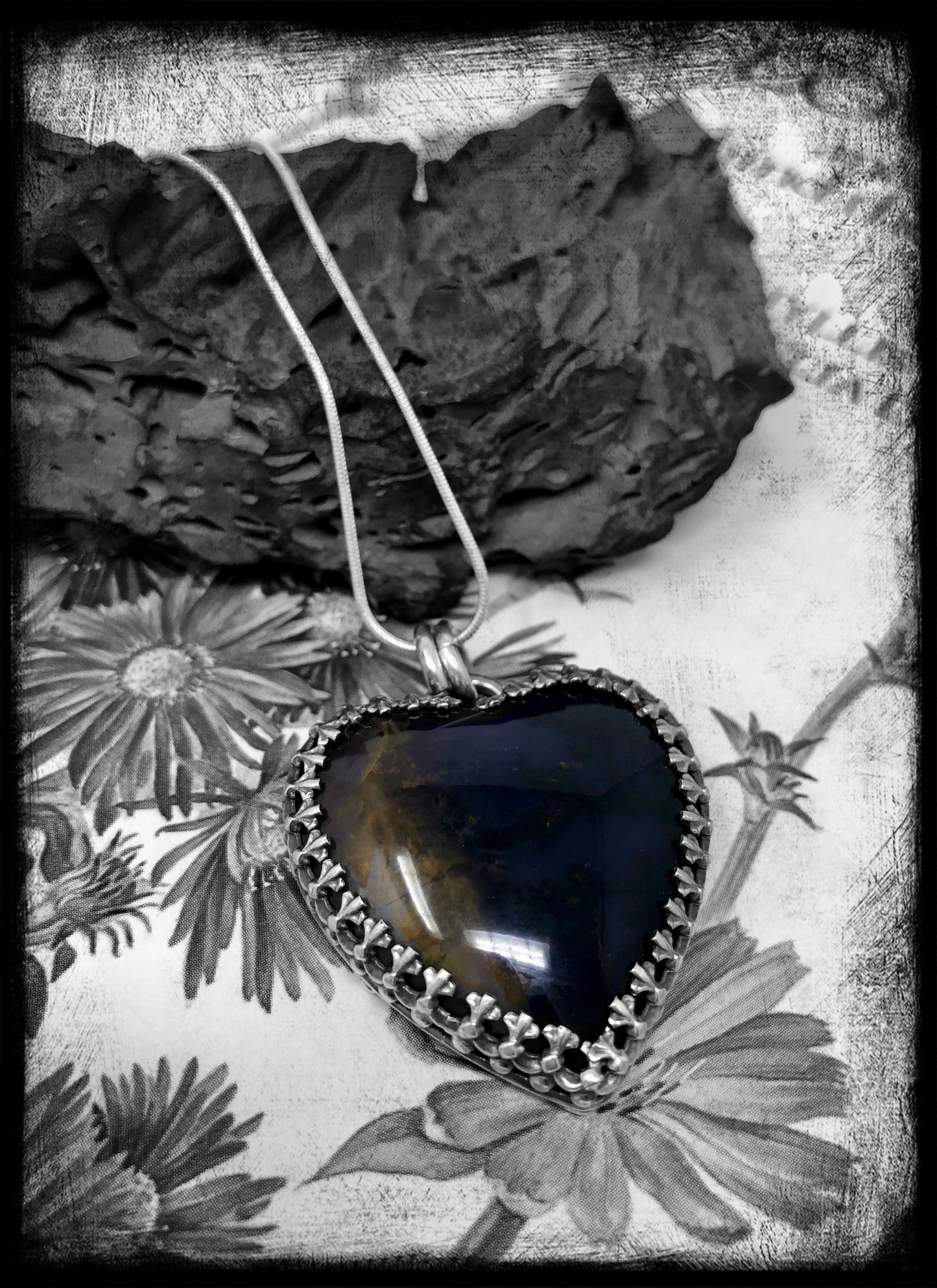 Plume Agate Heart Pendant