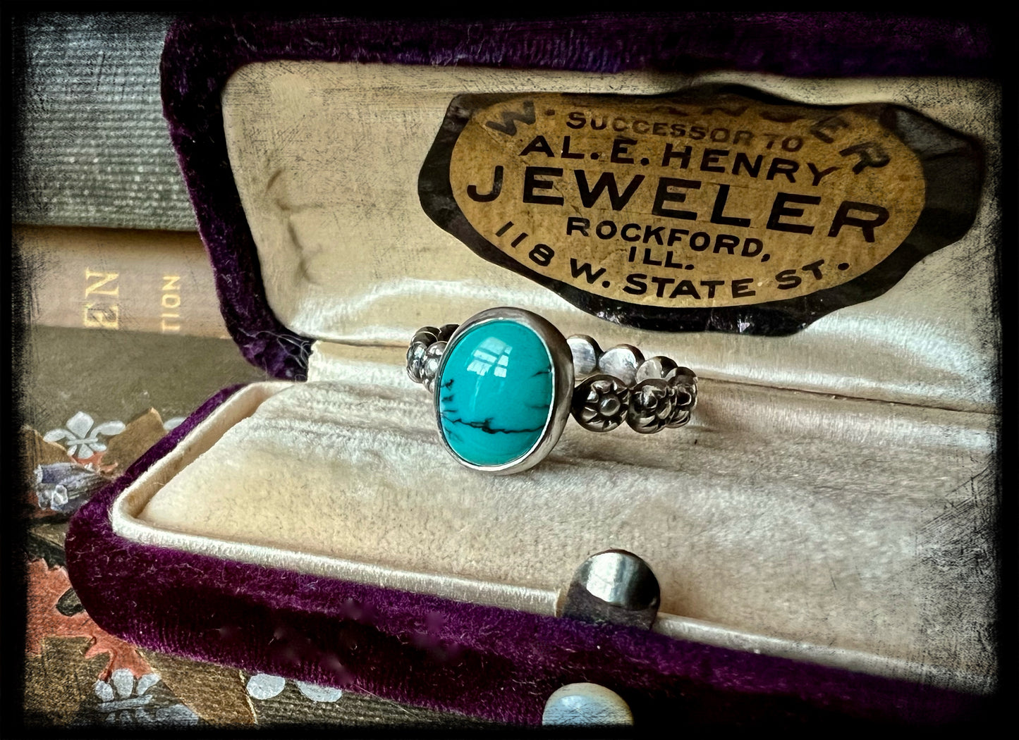 Turquoise Stone set in Sterling Silver Ring Size 7