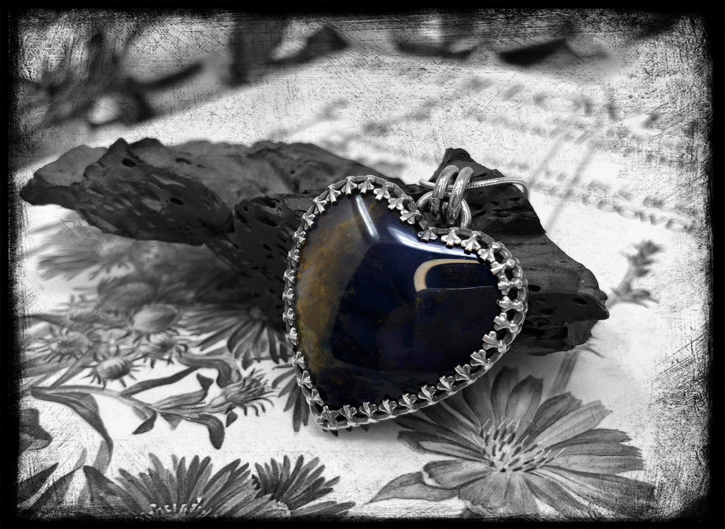 Plume Agate Heart Pendant