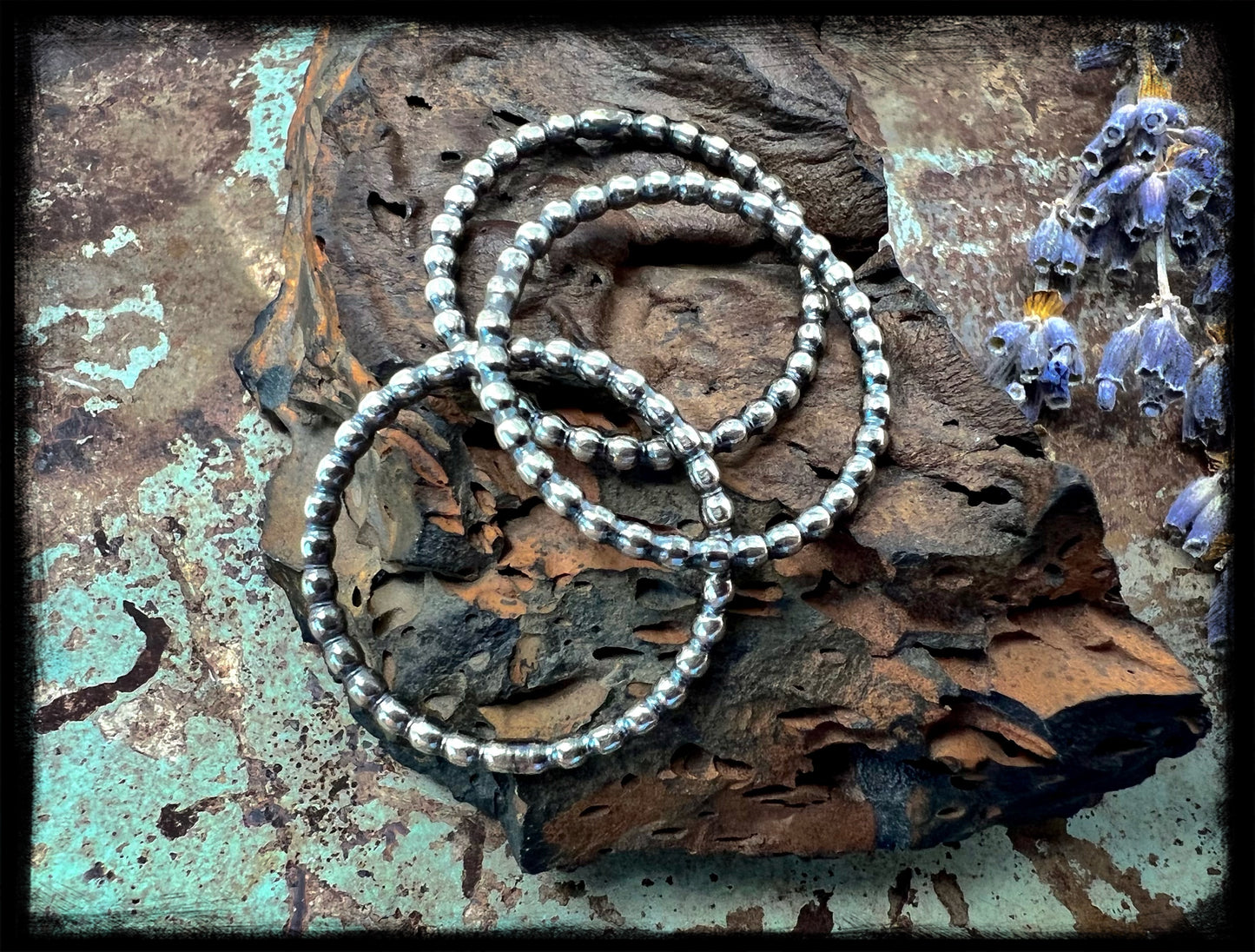 Sterling Silver Beaded Stacker Set