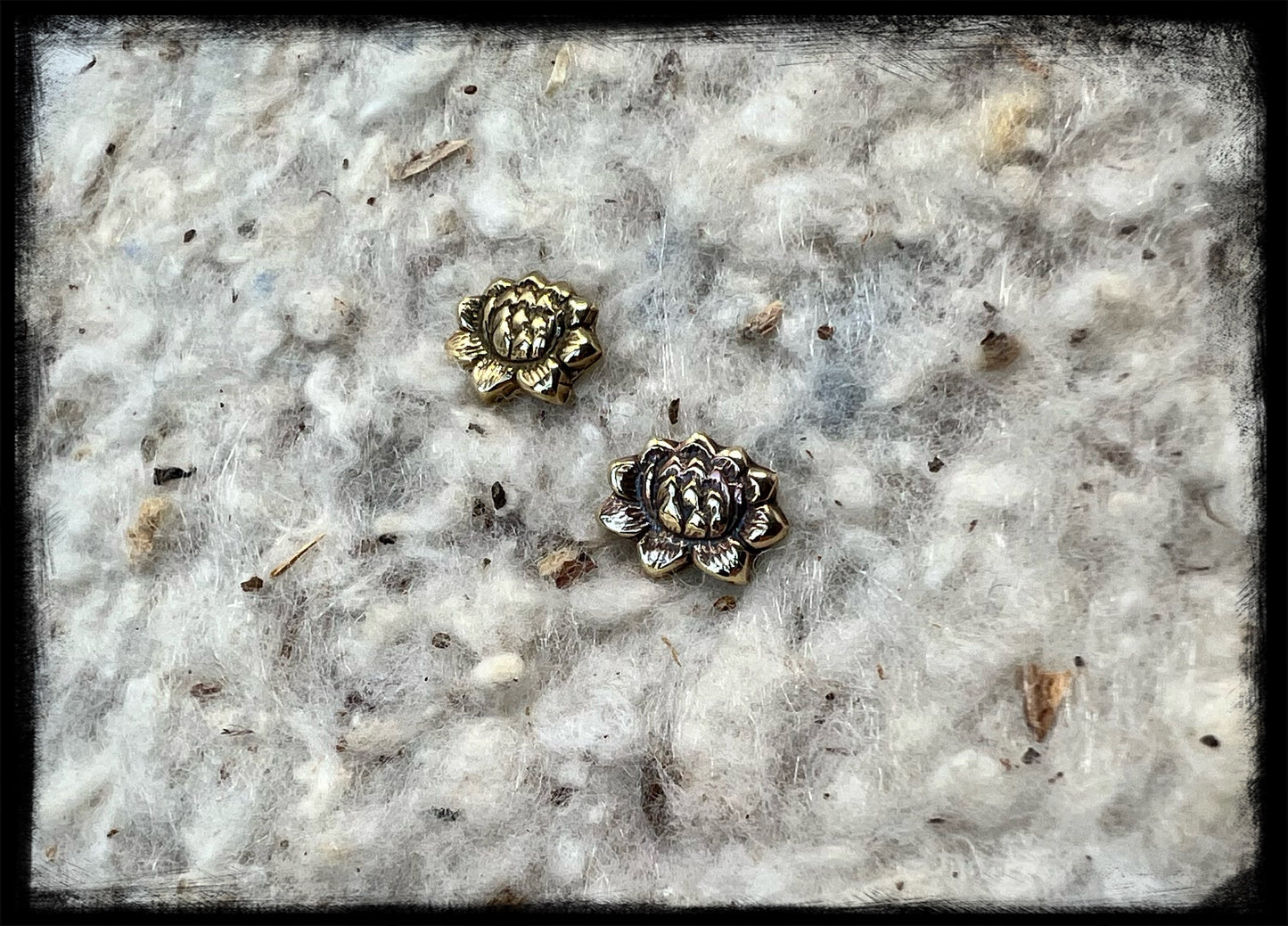 Brass Lotus Stud Earrings