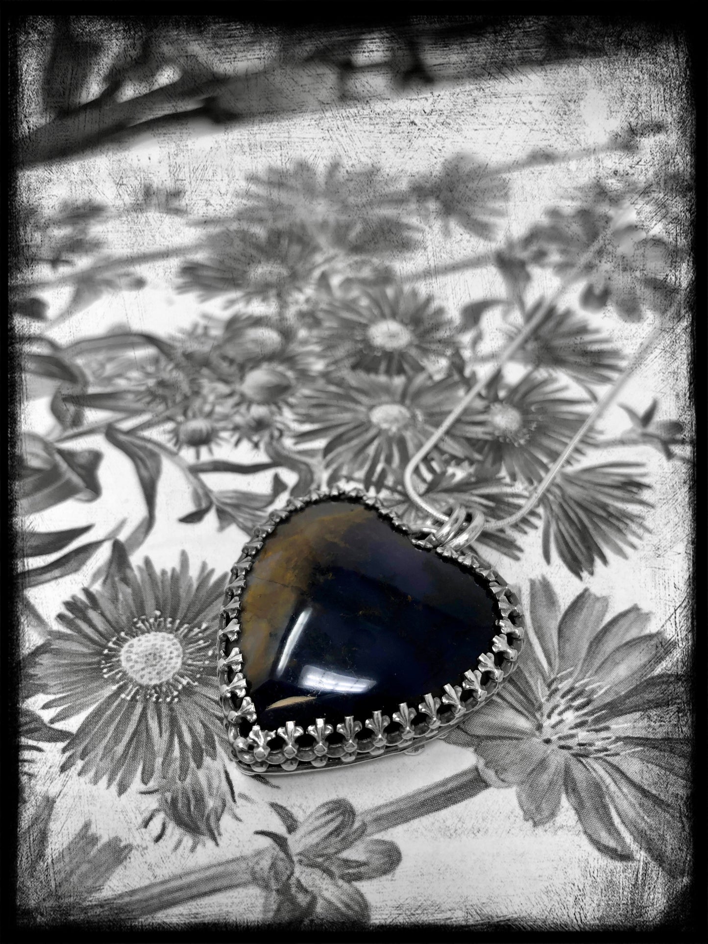 Plume Agate Heart Pendant