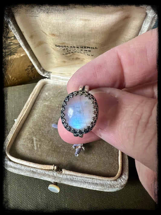 Moonstone set in Sterling Silver Ring Size - 7