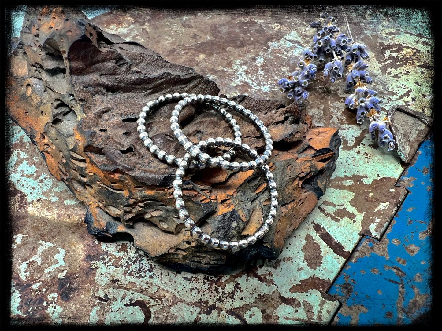 Sterling Silver Beaded Stacker Set