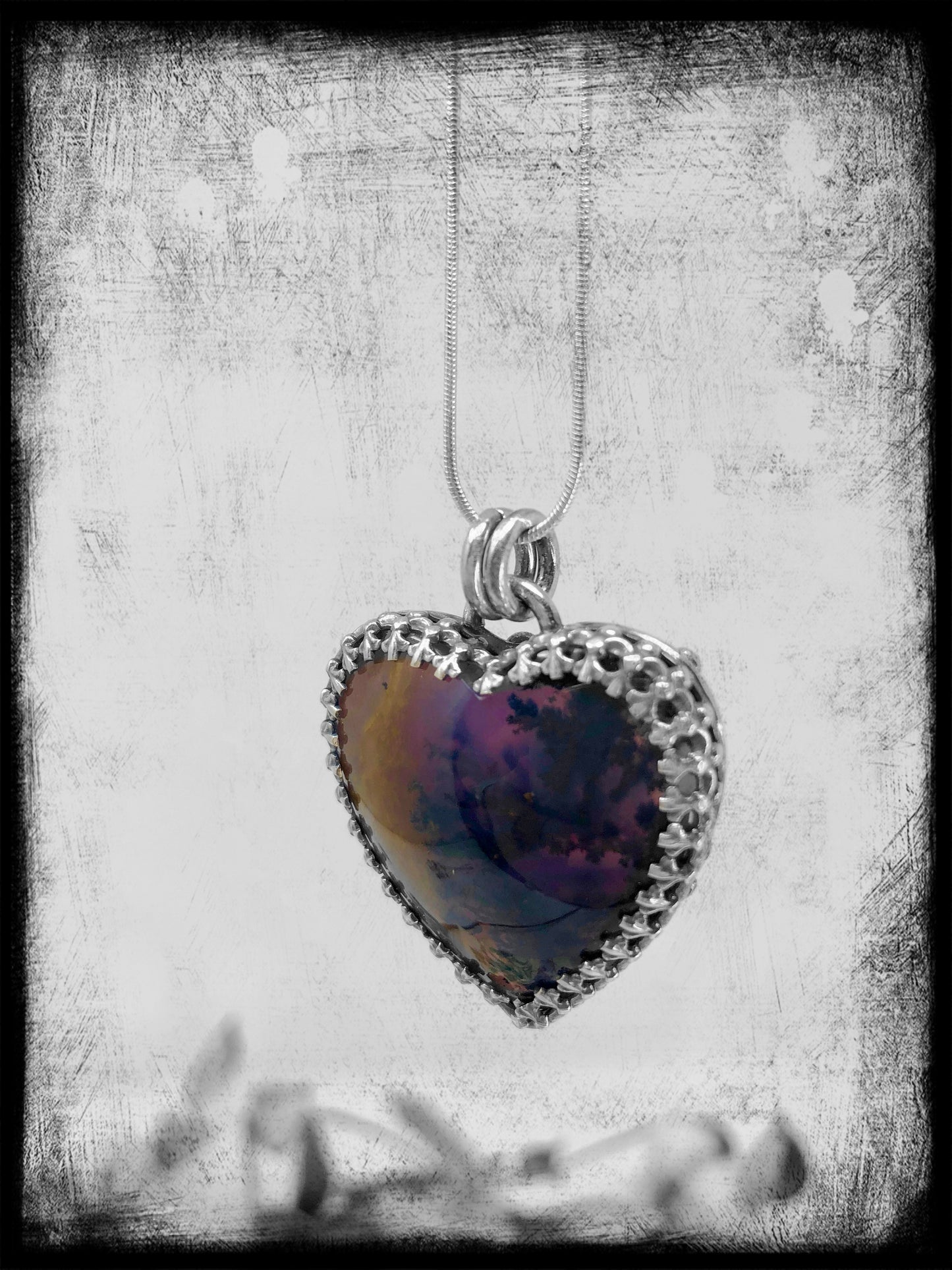 Plume Agate Heart Pendant