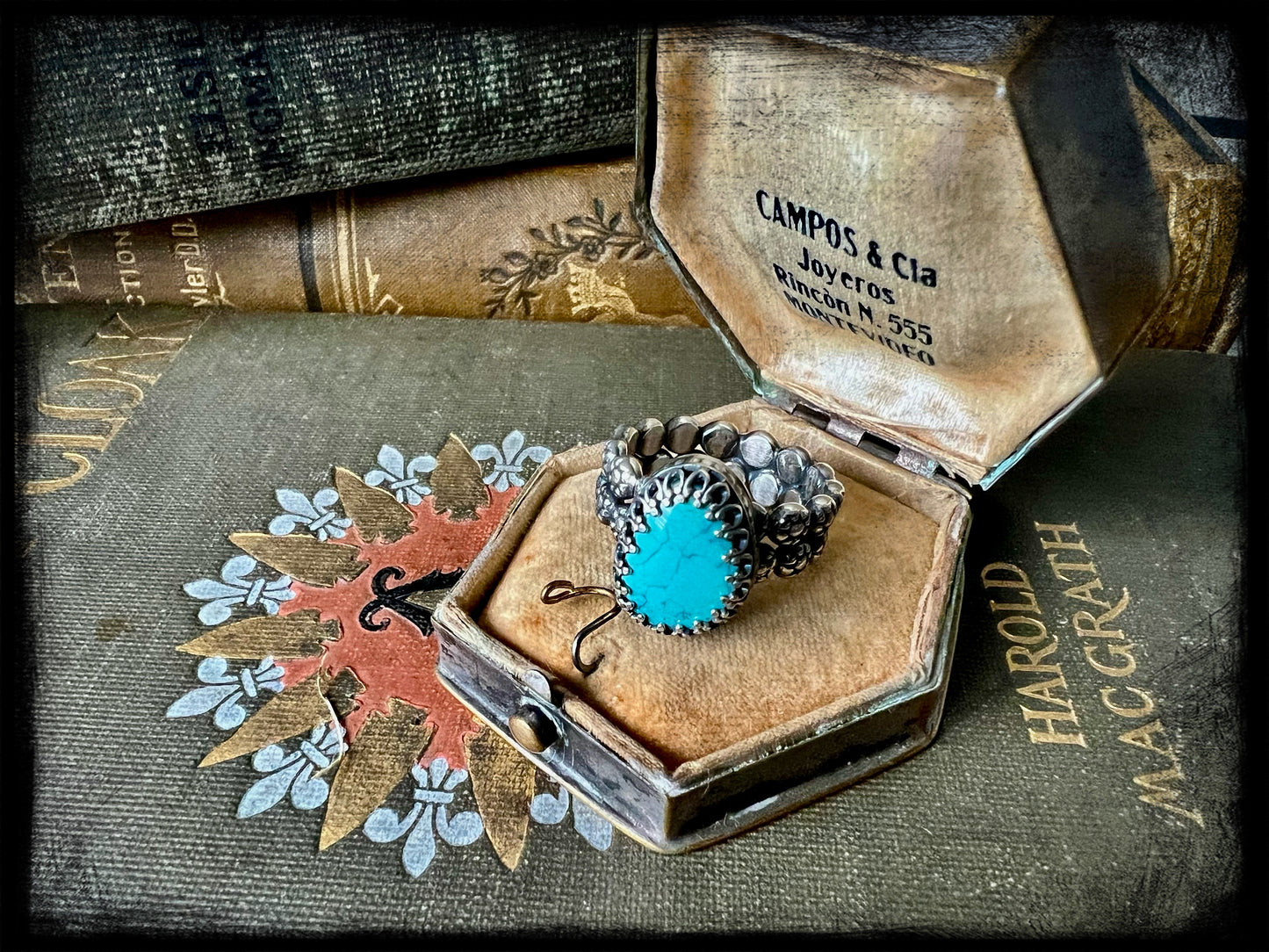 Turquoise Stone set in Sterling Silver Ring Size -7