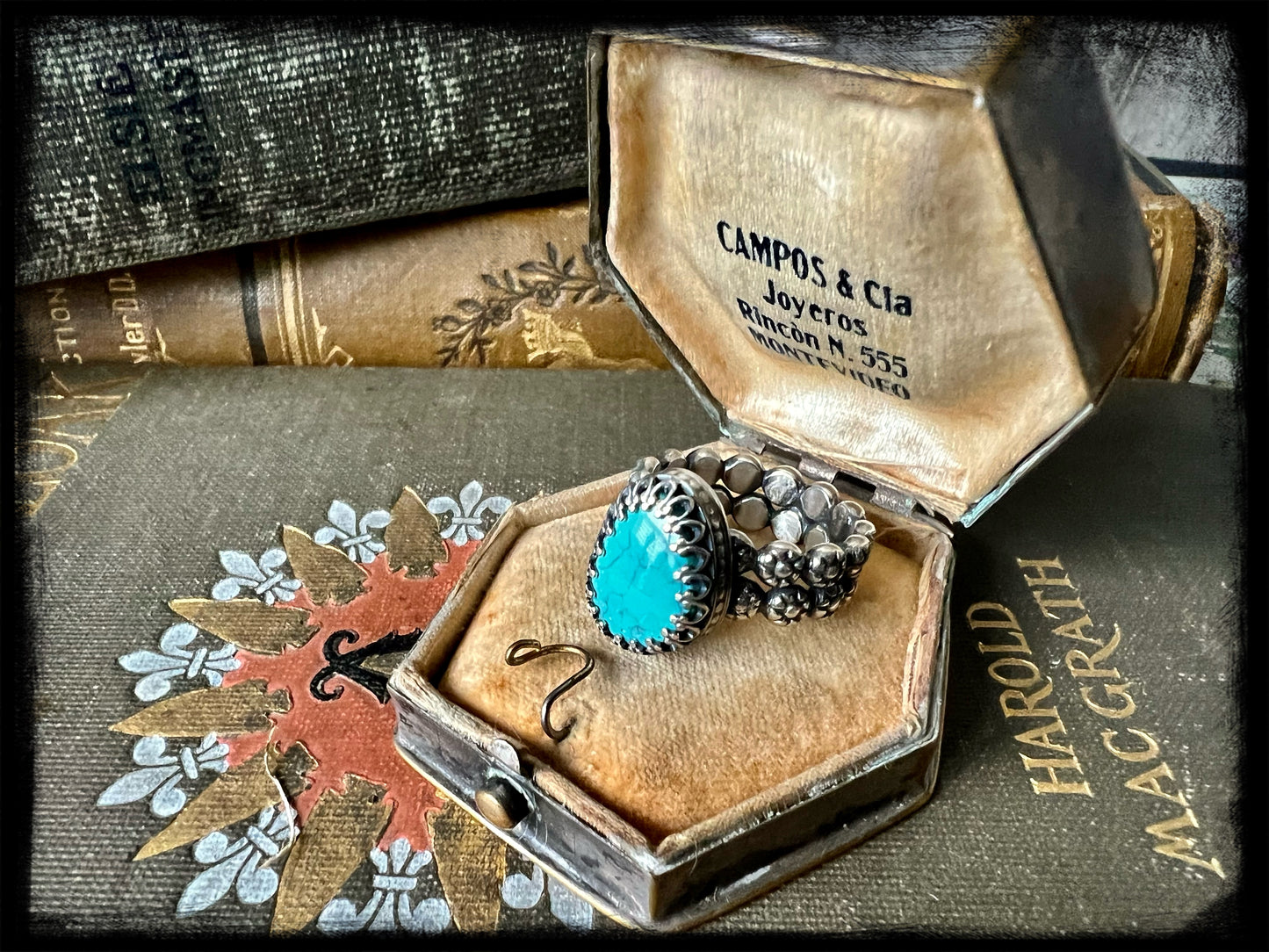 Turquoise Stone set in Sterling Silver Ring Size -7