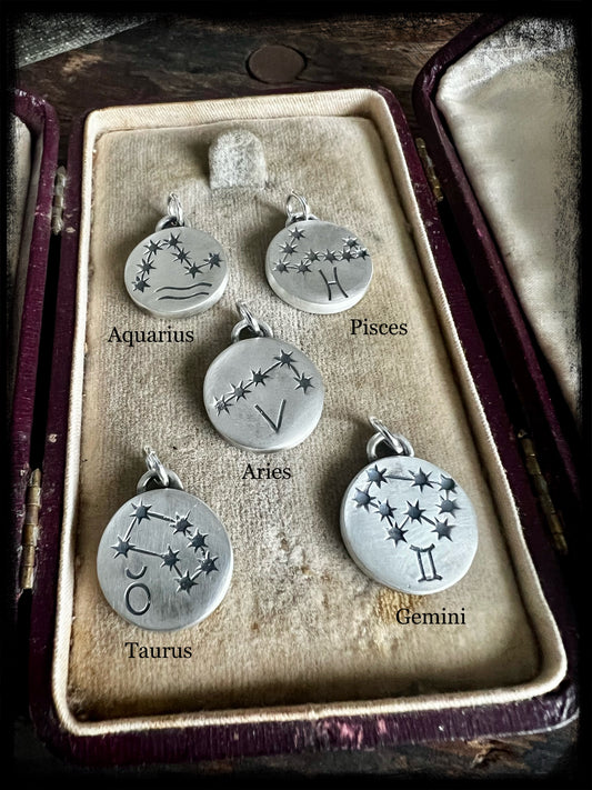 Constellation-Zodiac Sterling Silver Pendant-Birth Sign-Astrological Jewelry