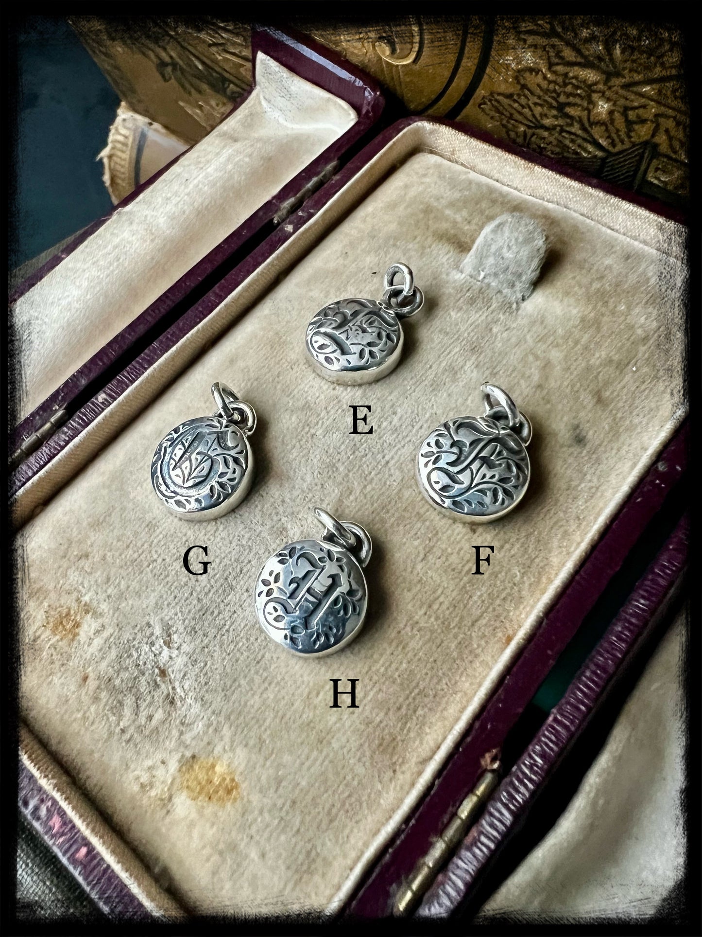 Gothic Style Monogram Pendants-Sterling Silver-Handmade Artisan Jewelry