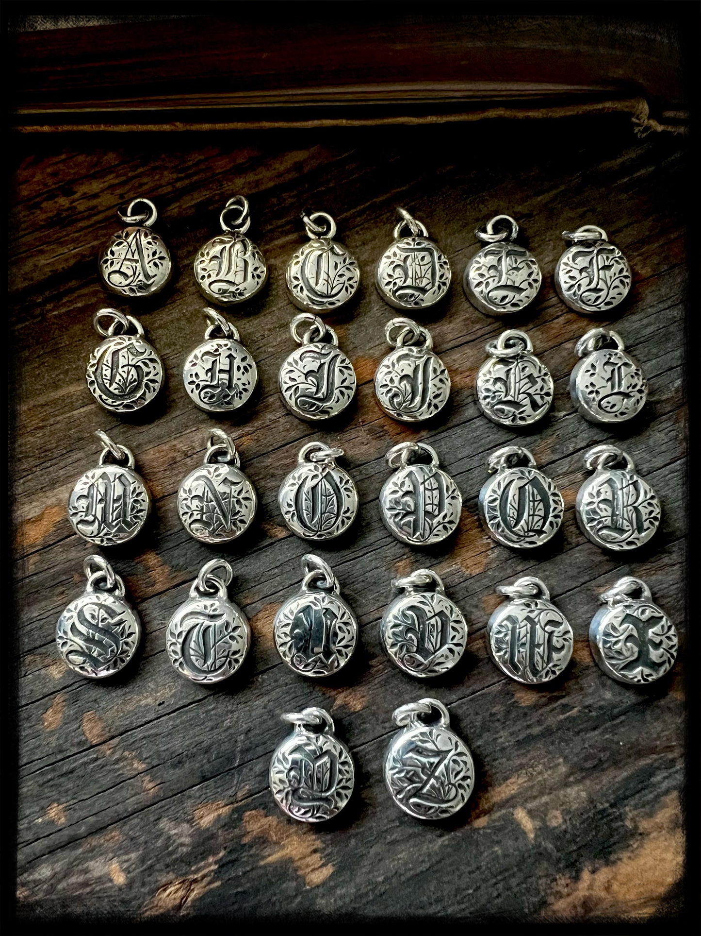 Gothic Style Monogram Pendants-Sterling Silver-Handmade Artisan Jewelry