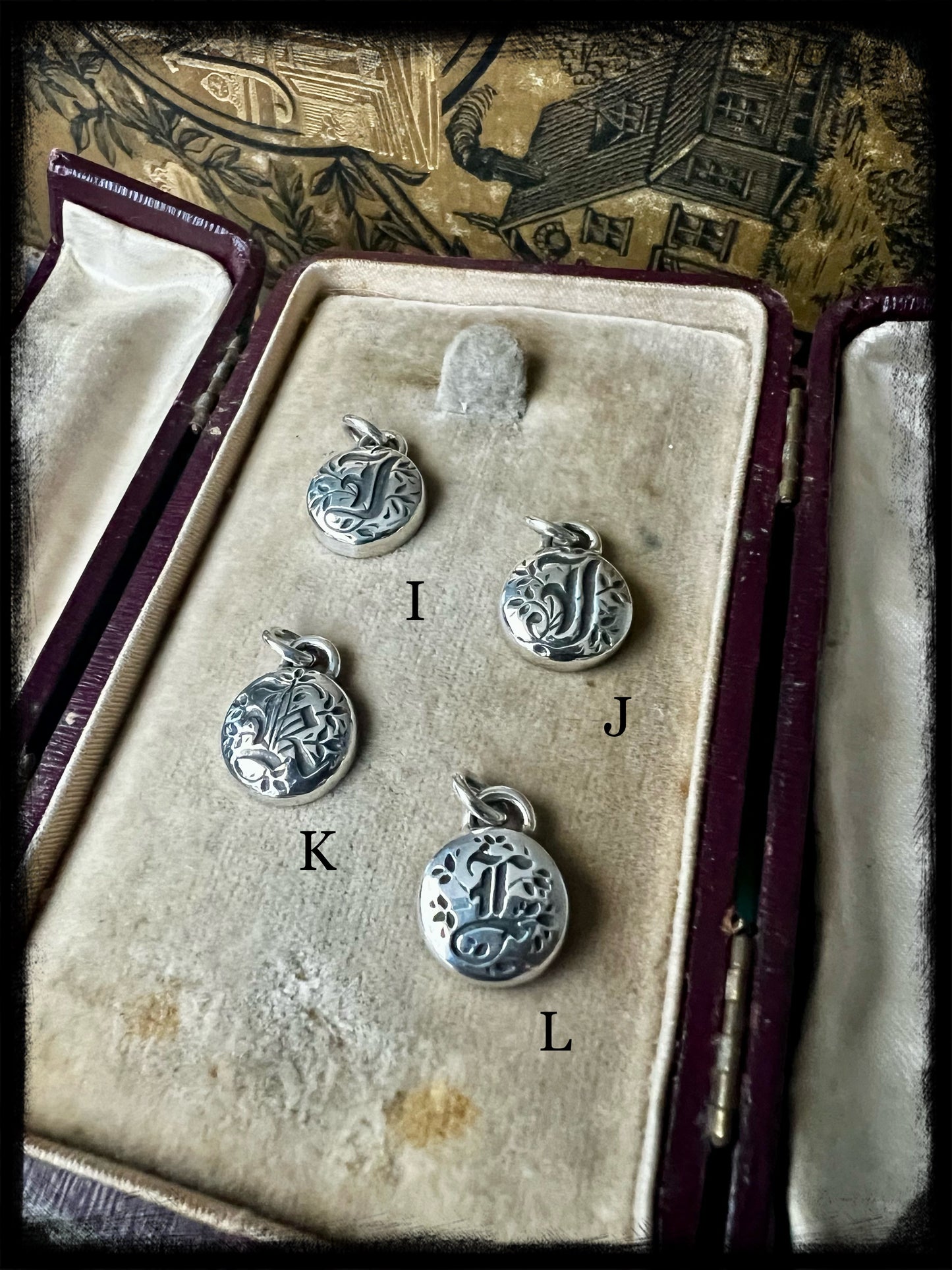 Gothic Style Monogram Pendants-Sterling Silver-Handmade Artisan Jewelry