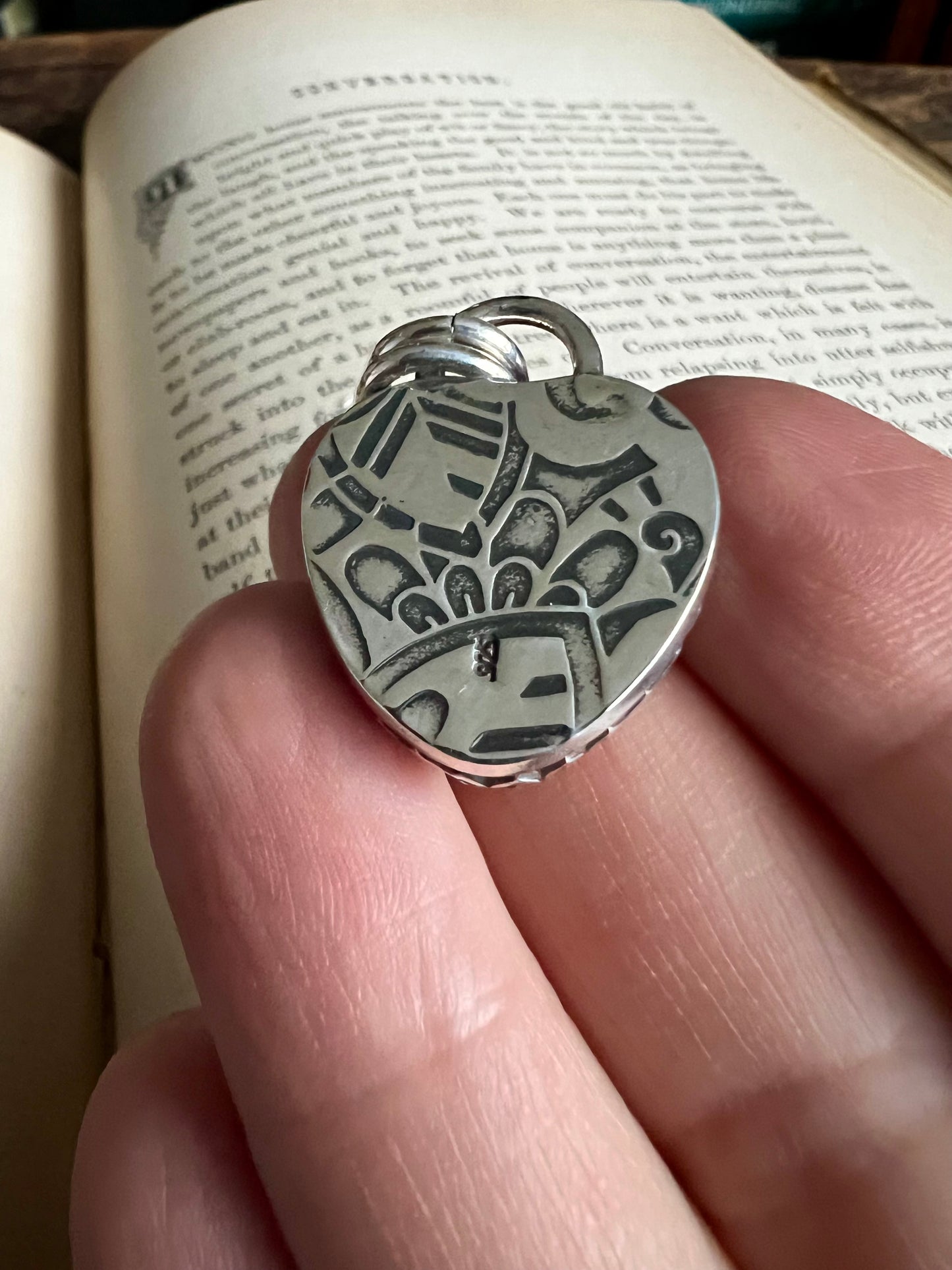 Tin Man's Heart-Red Glass Heart Pendant set in Sterling Sterling-Artisan Handmade
