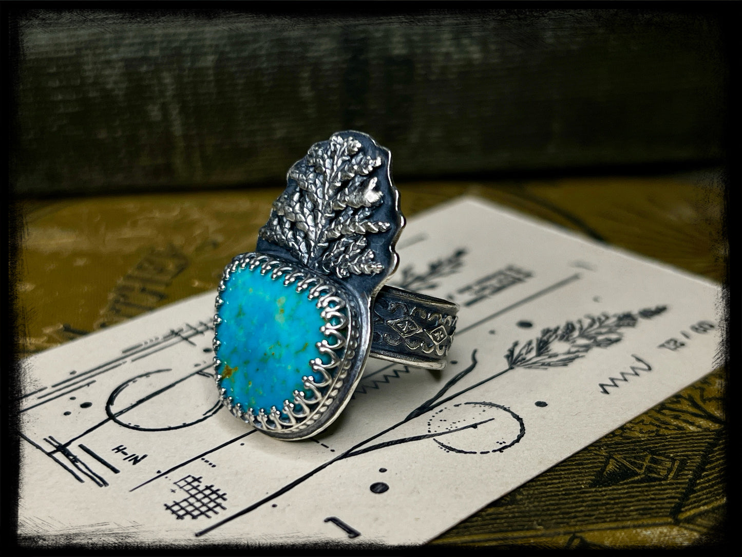 Turquoise Evergreen Ring-One of a Kind-Size 9