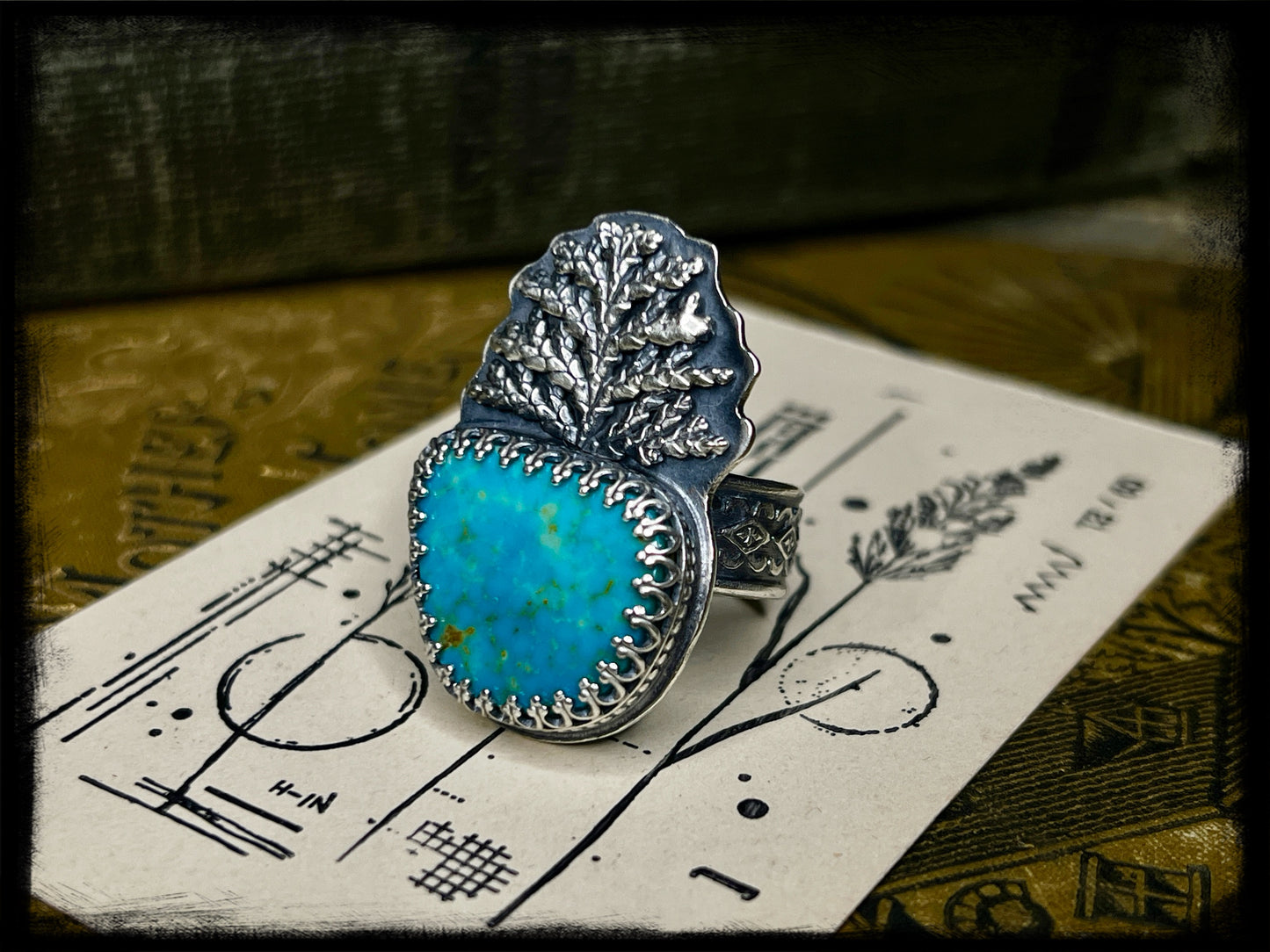 Turquoise Evergreen Ring-One of a Kind-Size 9