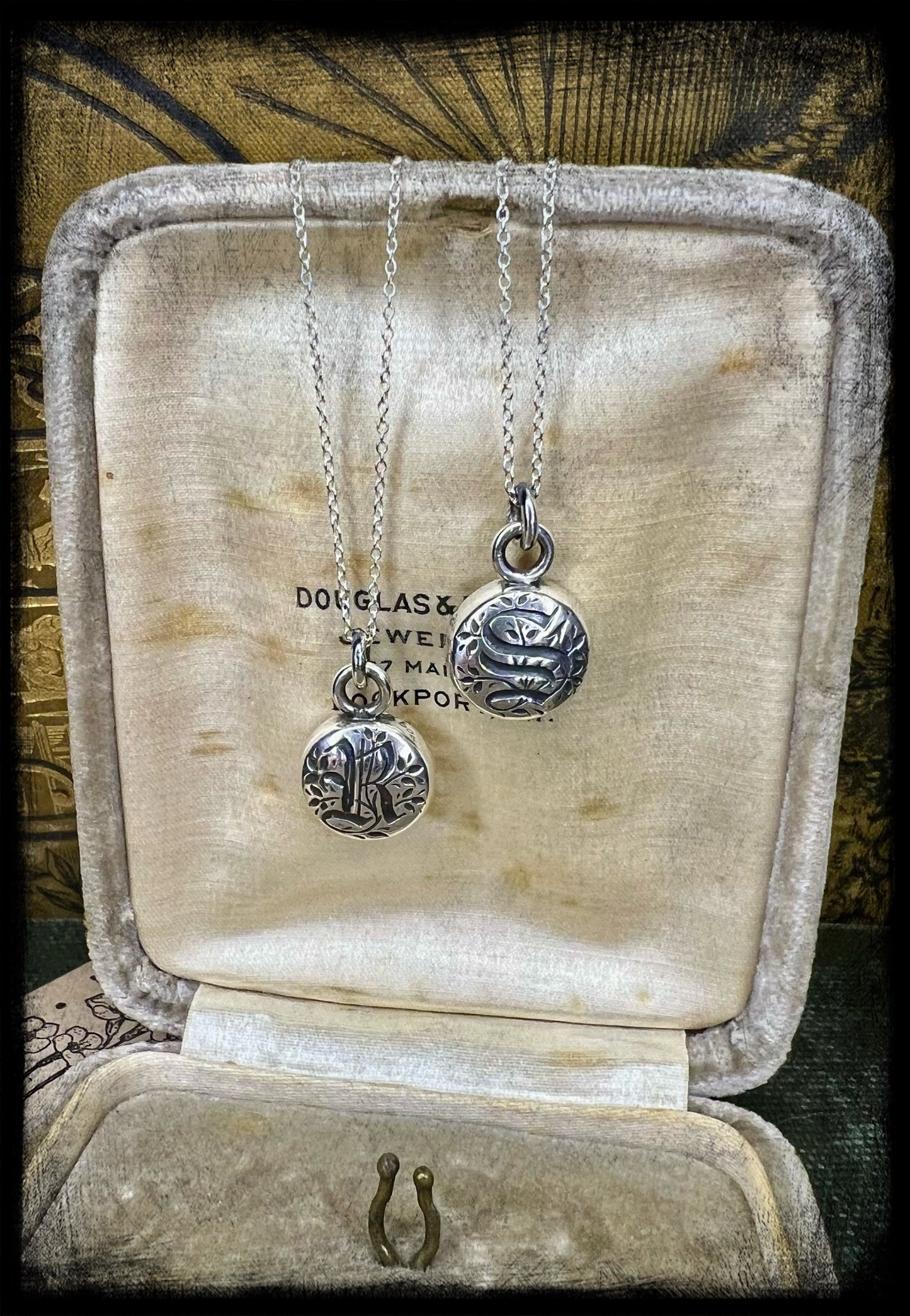 Gothic Style Monogram Pendants-Sterling Silver-Handmade Artisan Jewelry