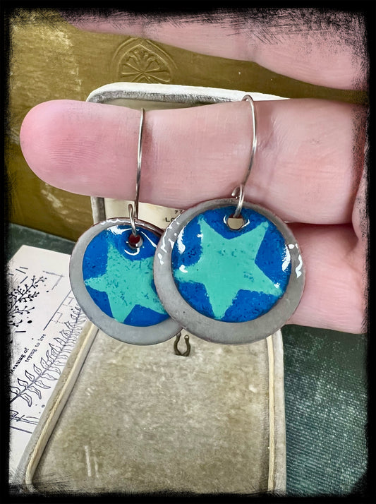 Enamel Heroine Coin Earrings