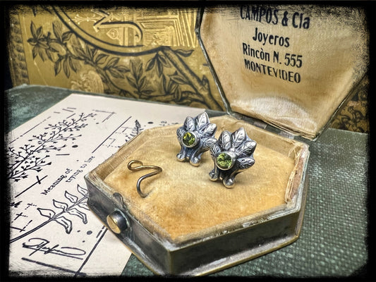 Peacock Earrings with Green Tourmaline Stones