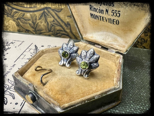 Peacock Earrings with Green Tourmaline Stones