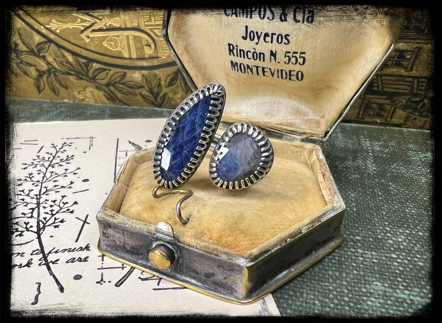 Sapphire and Sterling Silver Ring-Size 7-Handmade Artisan Jewelry