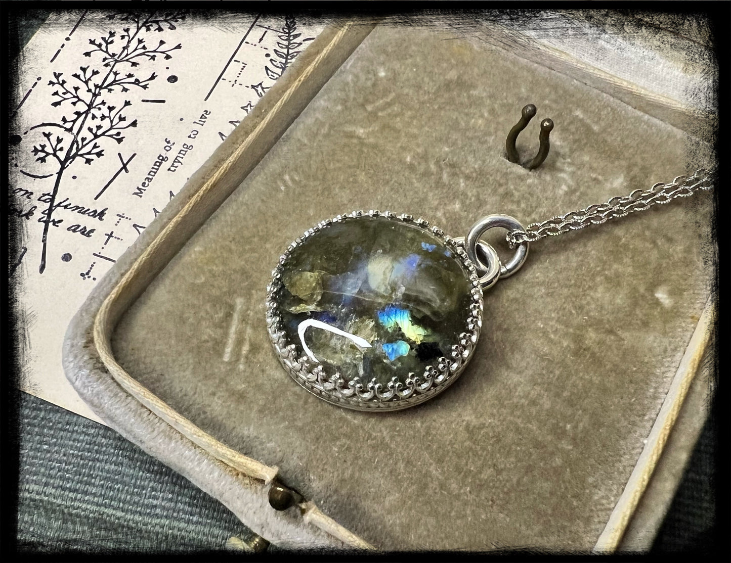 Labradorite Pendant set in Sterling Silver-"Beauty is a Light in the Heart"-Artisan Handmade Jewelry