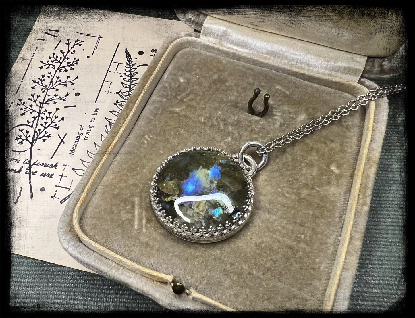 Labradorite Pendant set in Sterling Silver-"Beauty is a Light in the Heart"-Artisan Handmade Jewelry