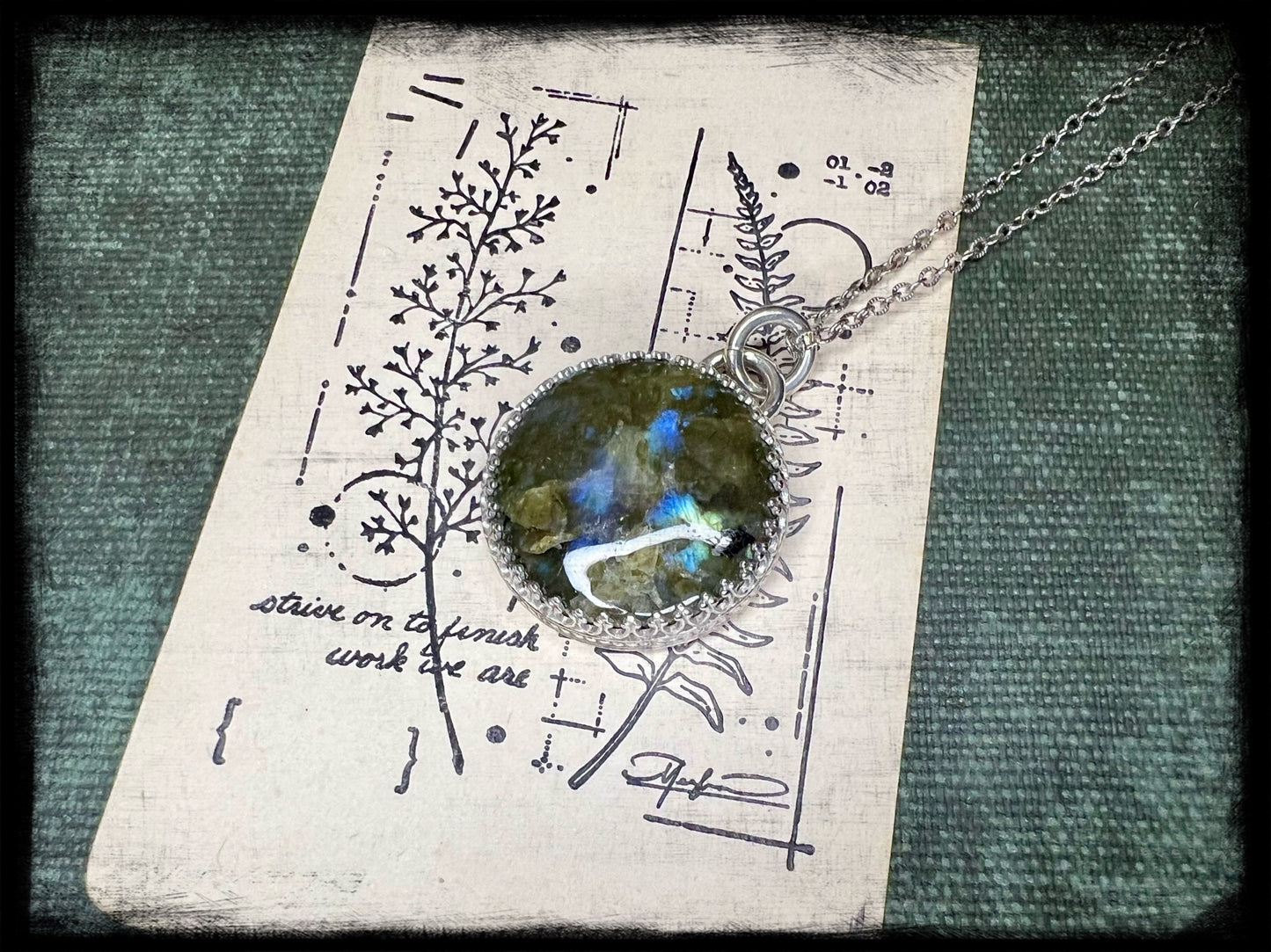 Labradorite Pendant set in Sterling Silver-"Beauty is a Light in the Heart"-Artisan Handmade Jewelry