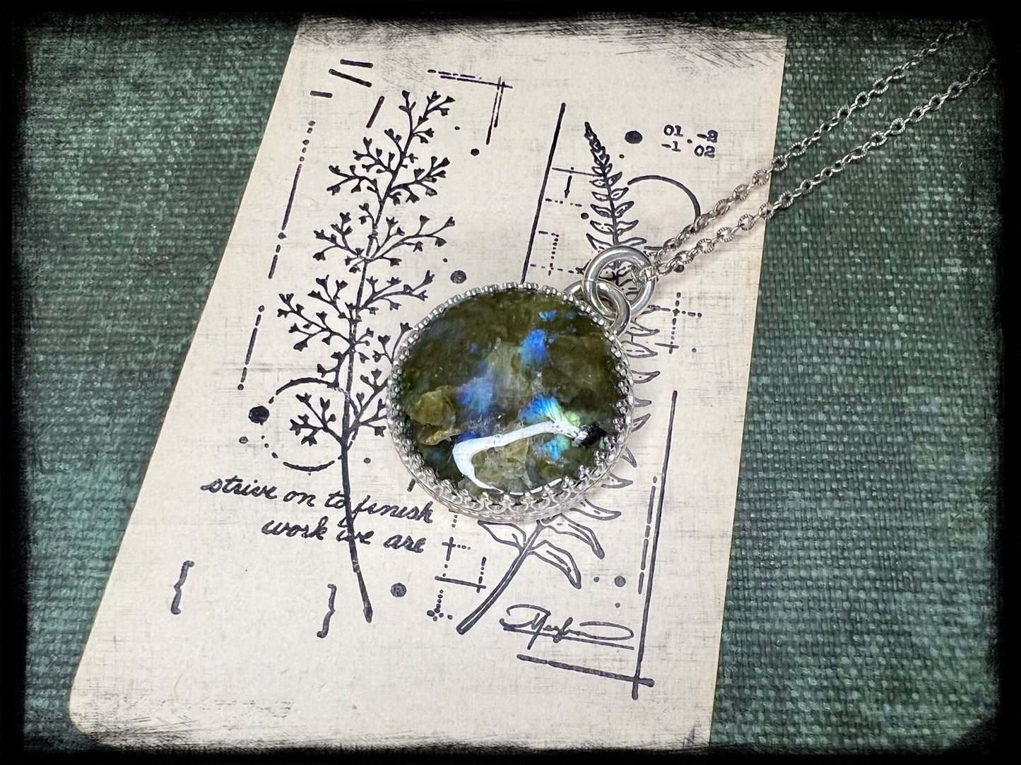 Labradorite Pendant set in Sterling Silver-"Beauty is a Light in the Heart"-Artisan Handmade Jewelry