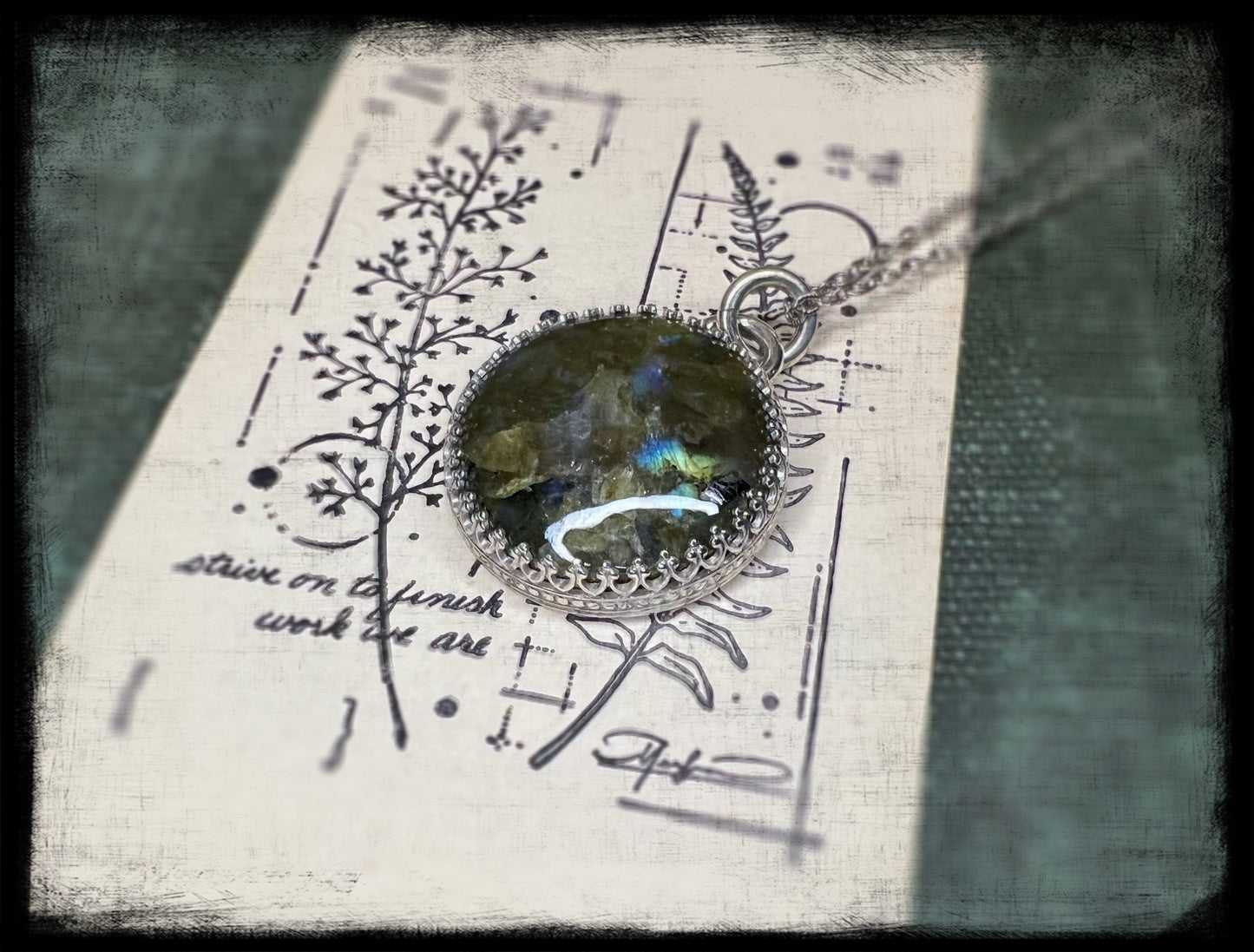 Labradorite Pendant set in Sterling Silver-"Beauty is a Light in the Heart"-Artisan Handmade Jewelry