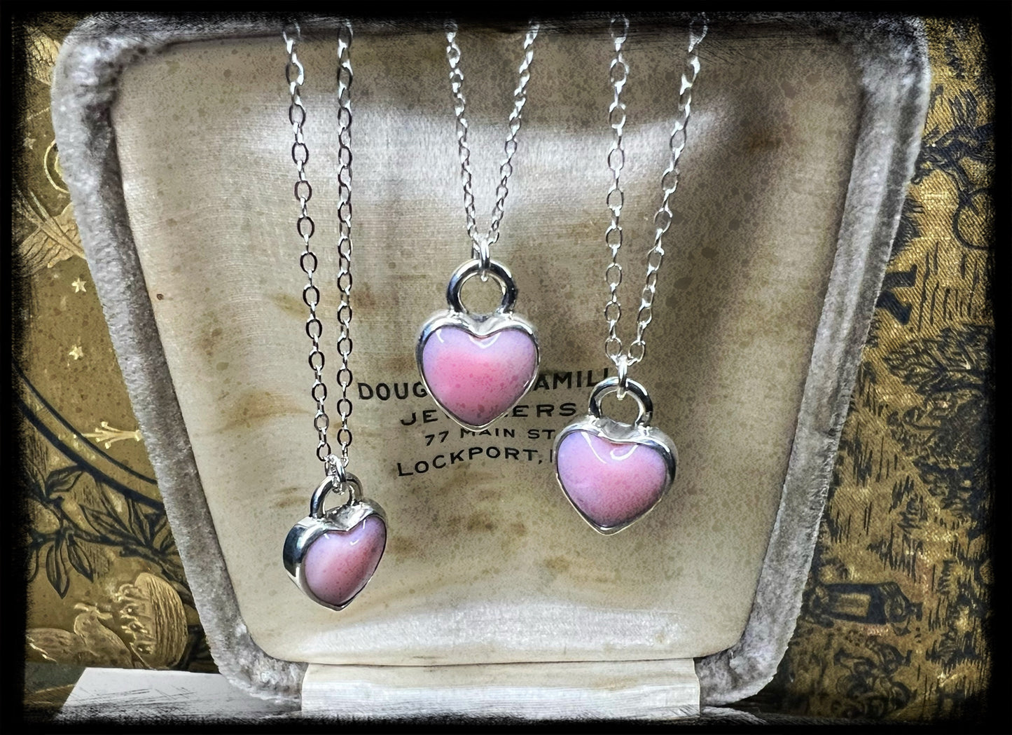 Petite Pink Opal Heart Pendants-Sterling Silver Handmade Artisan Jewelry
