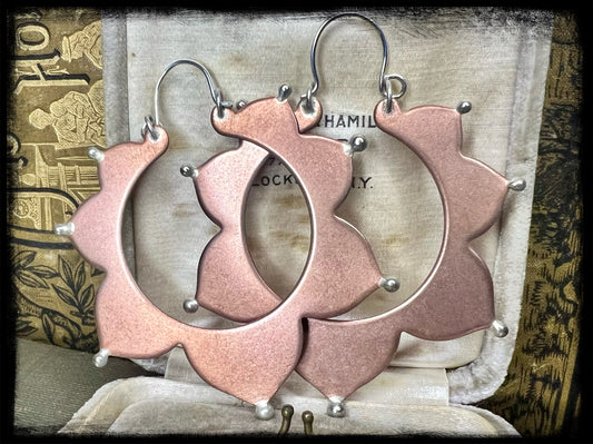 Lotus Earrings-Made to Order-Copper, Brass, and Sterling