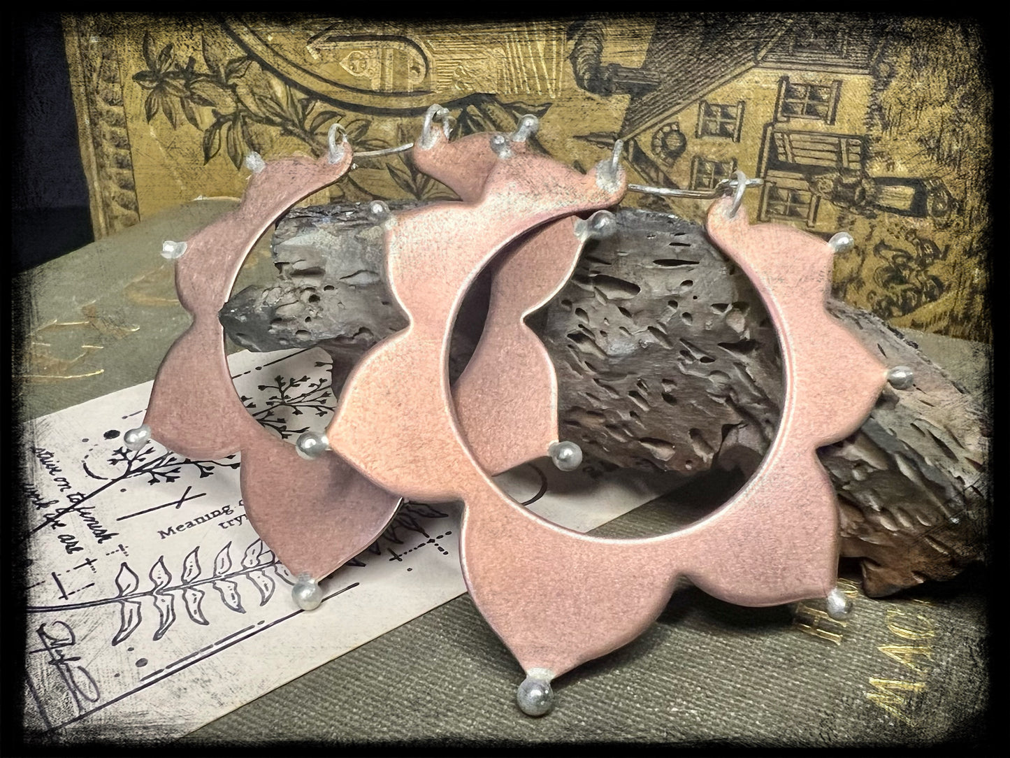 Lotus Earrings-Made to Order-Copper, Brass, and Sterling