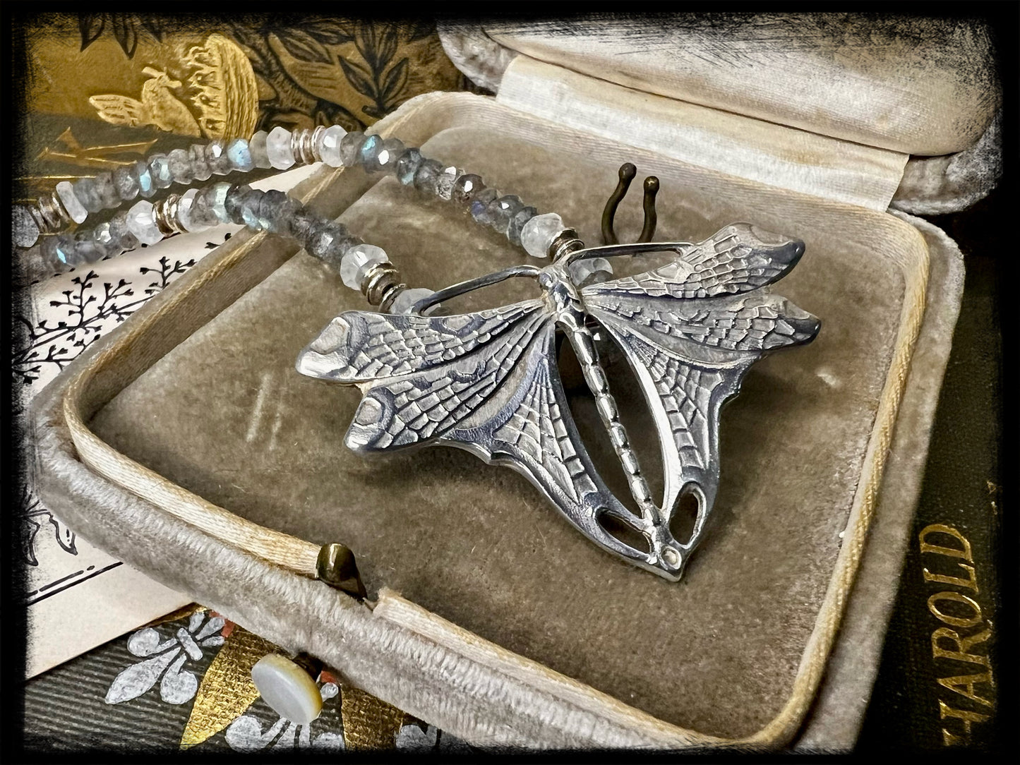 Sterling Silver Art Nouveau Dragonfly Pendant and Pin