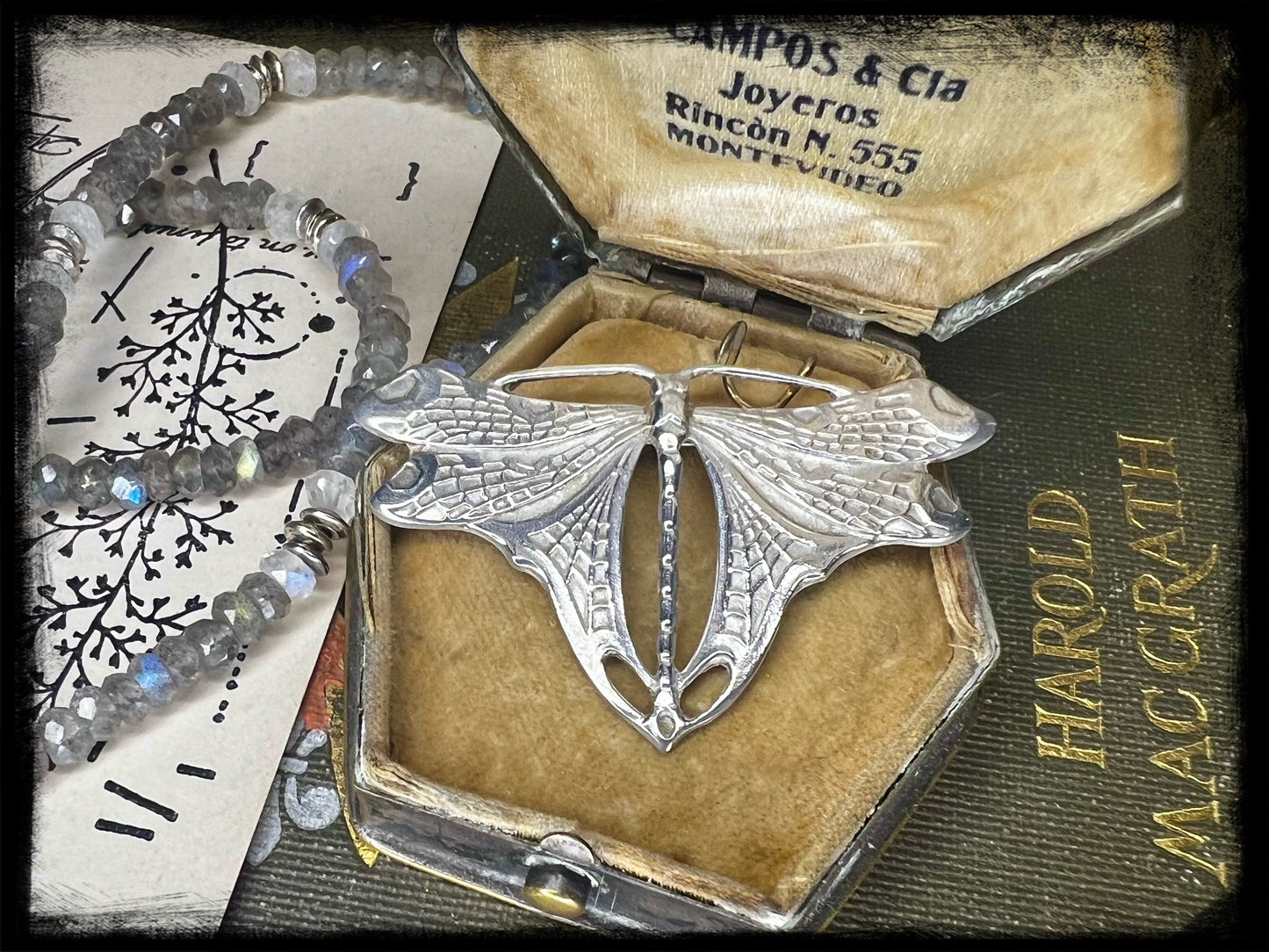 Sterling Silver Art Nouveau Dragonfly Pendant and Pin