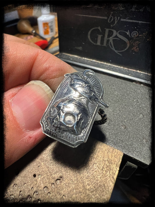 Skull and Crow Halloween Style Sterling Silver Ring-Made to Order