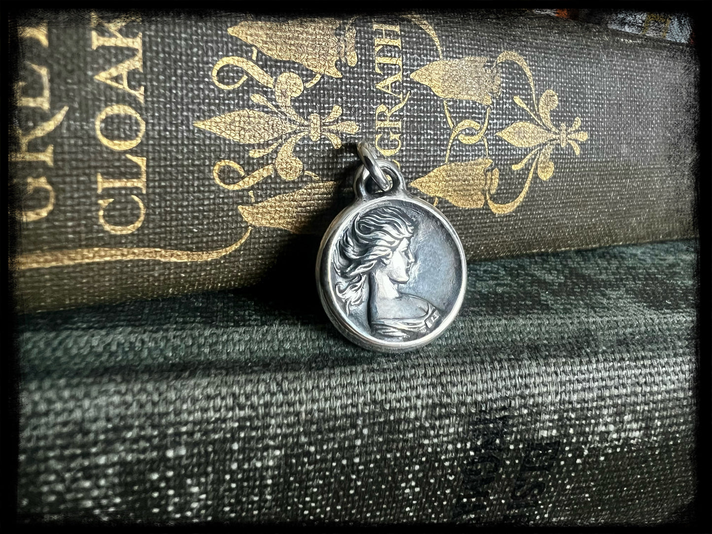 Vintage Woman on a Windy Day Pendant-Handmade Artisan-Sterling Silver Jewelry