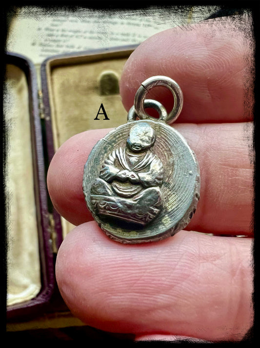 Ancient Buddha Charm-Sterling Silver-Handmade Jewelry