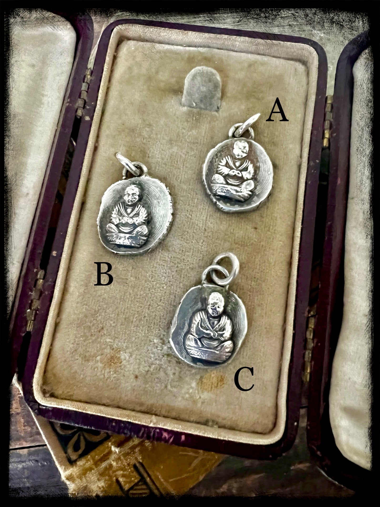 Ancient Buddha Charm-Sterling Silver-Handmade Jewelry