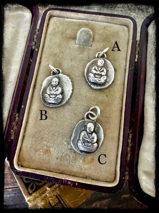 Ancient Buddha Charm-Sterling Silver-Handmade Jewelry